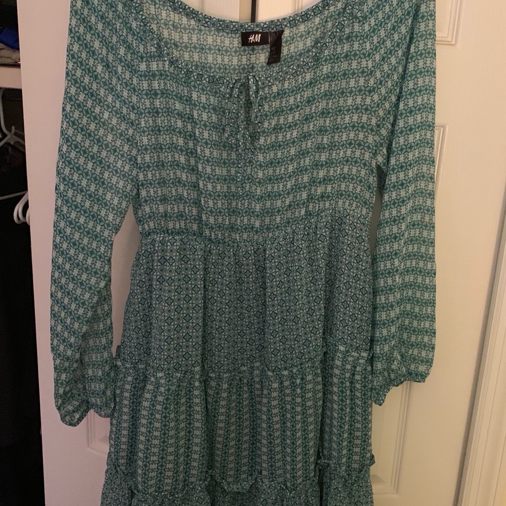 H&M Dress. Sheer top. Long sleeves. Cottagecore